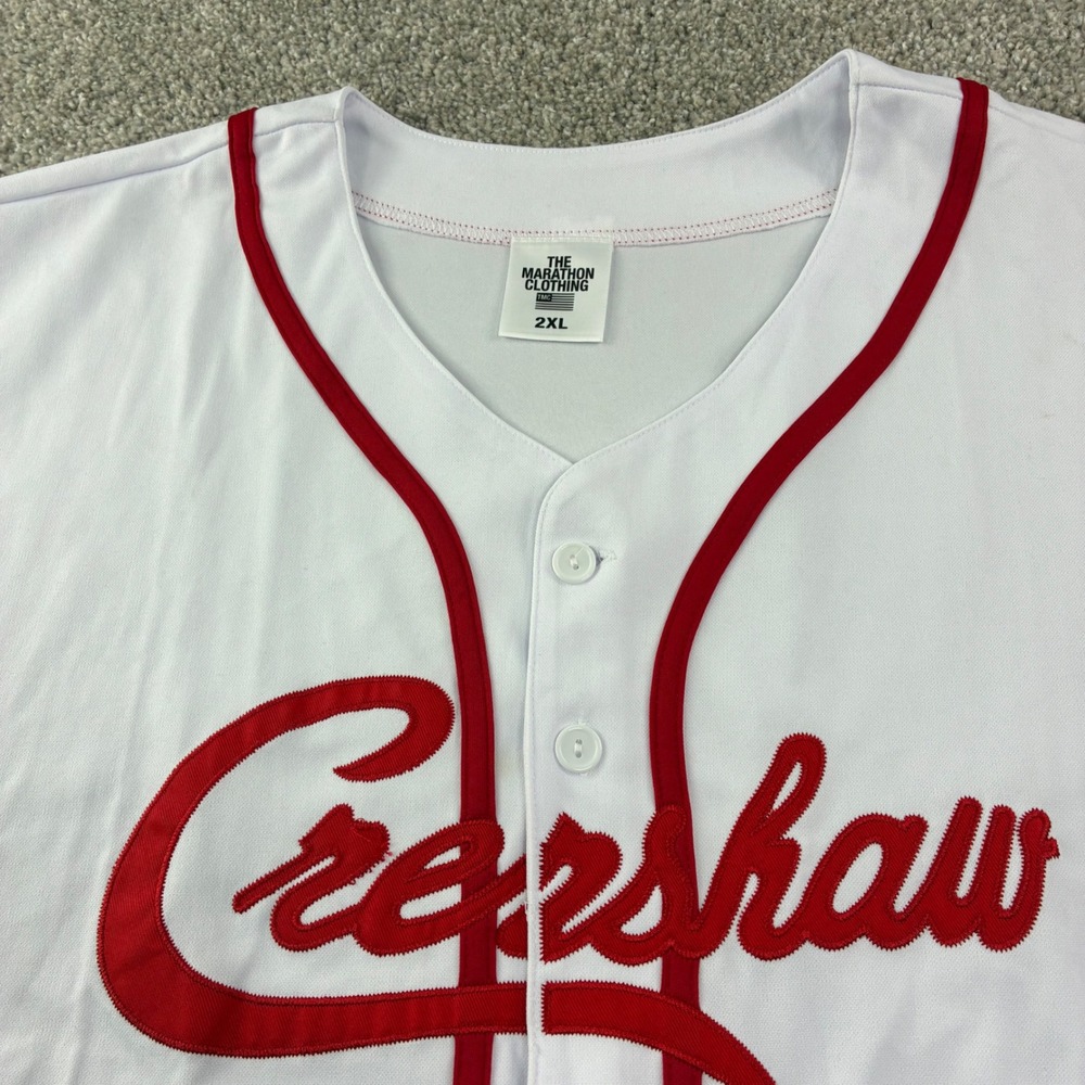The Marathon Clothing Crenshaw Baseball‎ Jersey Mens 2XL White Red Nipsey Hussle